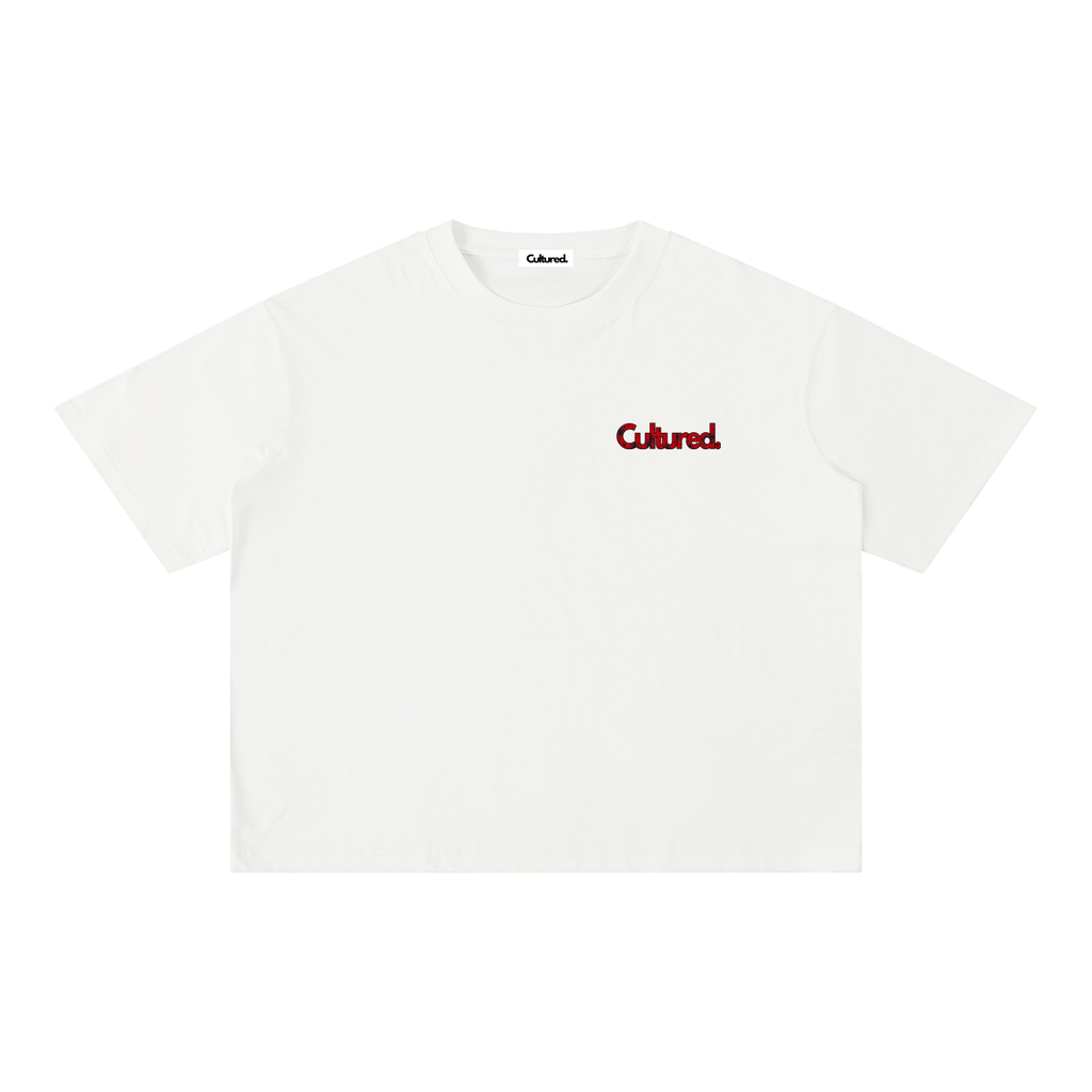 Cultured. Boxy Halloween Rotten Apple T-Shirt (Blood Red)