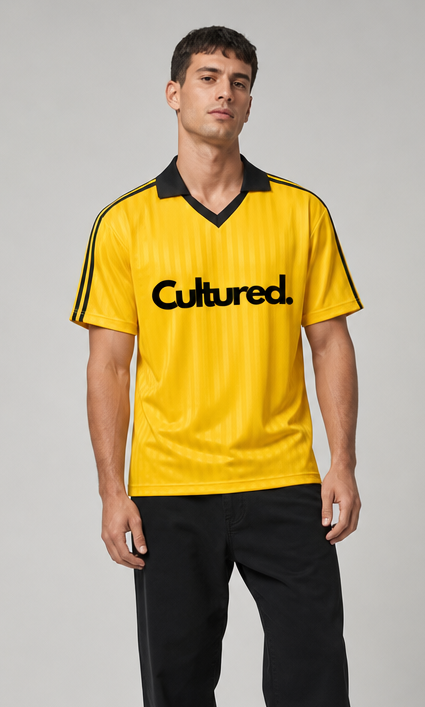Contrast Collar Striped Soccer Jersey