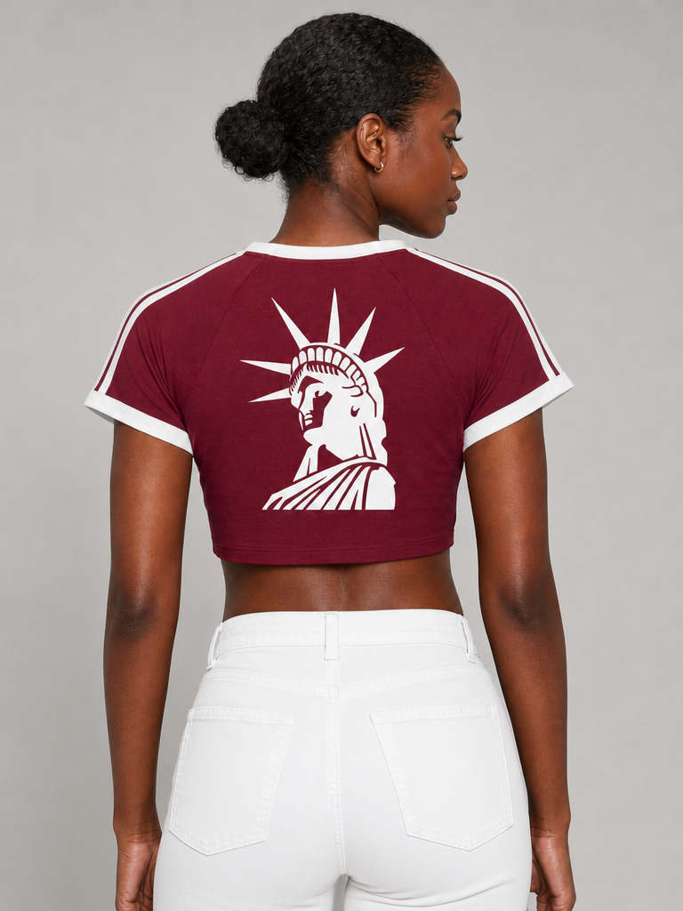 Cultured. Women's Raglan Crop T-Shirt – Lady Liberty Edition