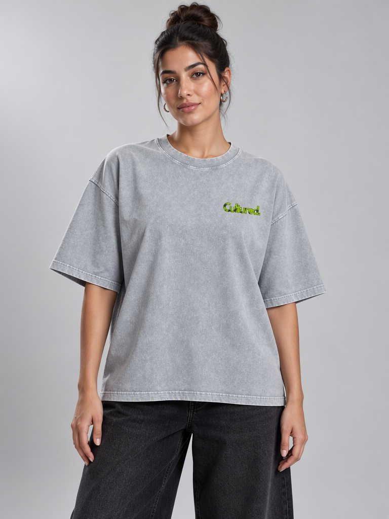 Cultured. Boxy Halloween Rotten Apple T-Shirt (Slime Green)
