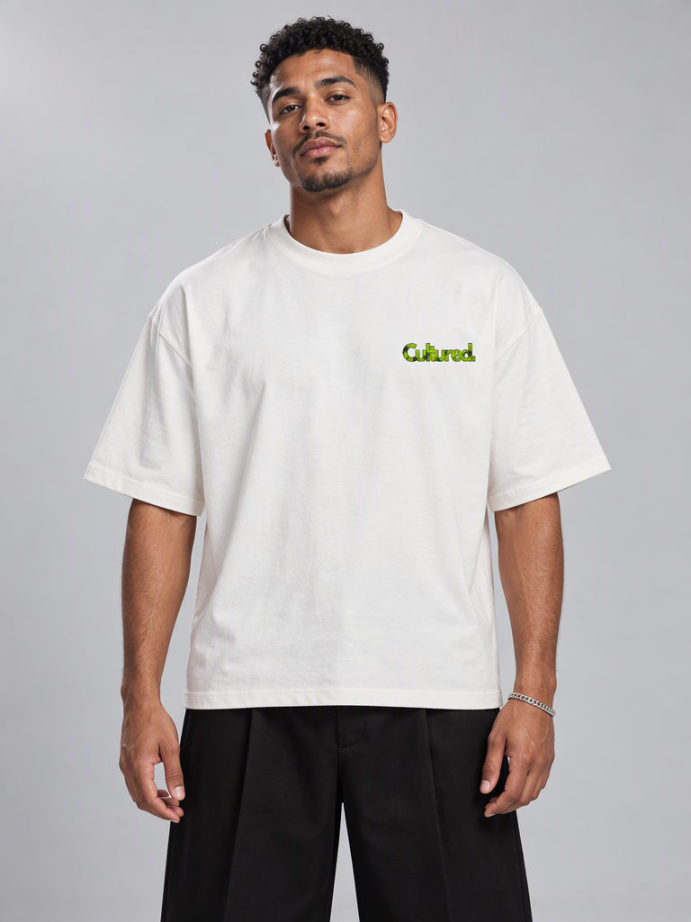 Cultured. Boxy Halloween Rotten Apple T-Shirt (Slime Green)