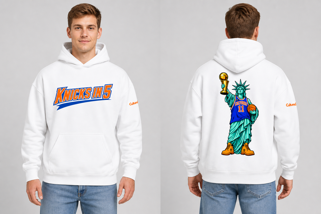 Cultured. Knicks in 5 Championship Essential Heavyweight Hoodie