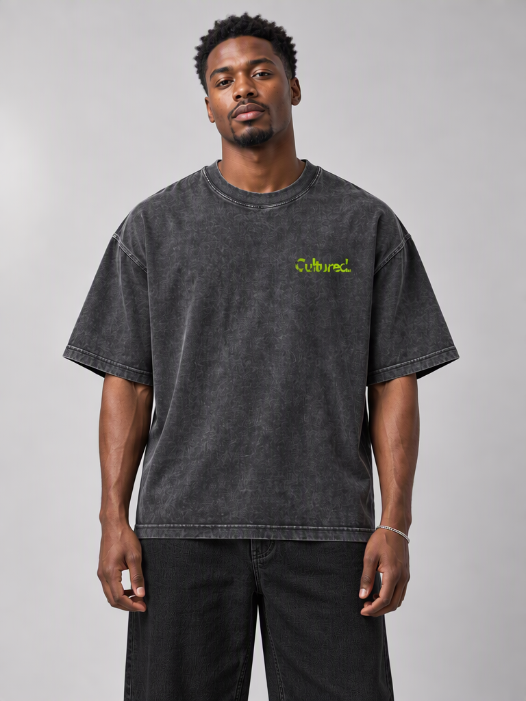 Cultured. Boxy Halloween Rotten Apple T-Shirt (Slime Green)