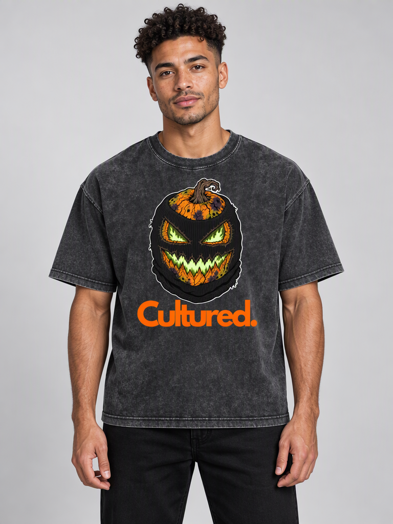 Cultured. Mineral Wash Boxy T-Shirt — Jack-O’-Lantern Edition