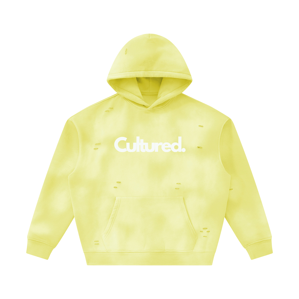 Cultured. Unisex Sunfade Frayed Fleece Hoodie