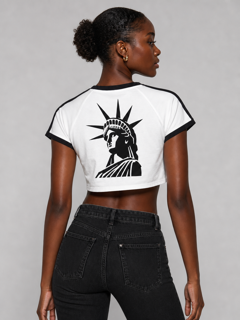 Cultured. Women's Raglan Crop T-Shirt – Lady Liberty Edition