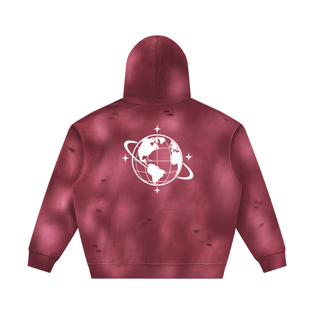 Cultured. Unisex Sunfade Frayed Fleece Hoodie