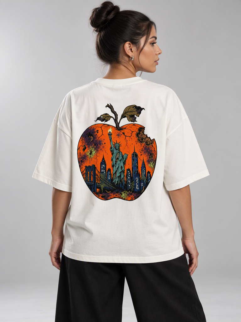 Cultured. Boxy Halloween Rotten Apple Zombie T-Shirt (Variant Colors)