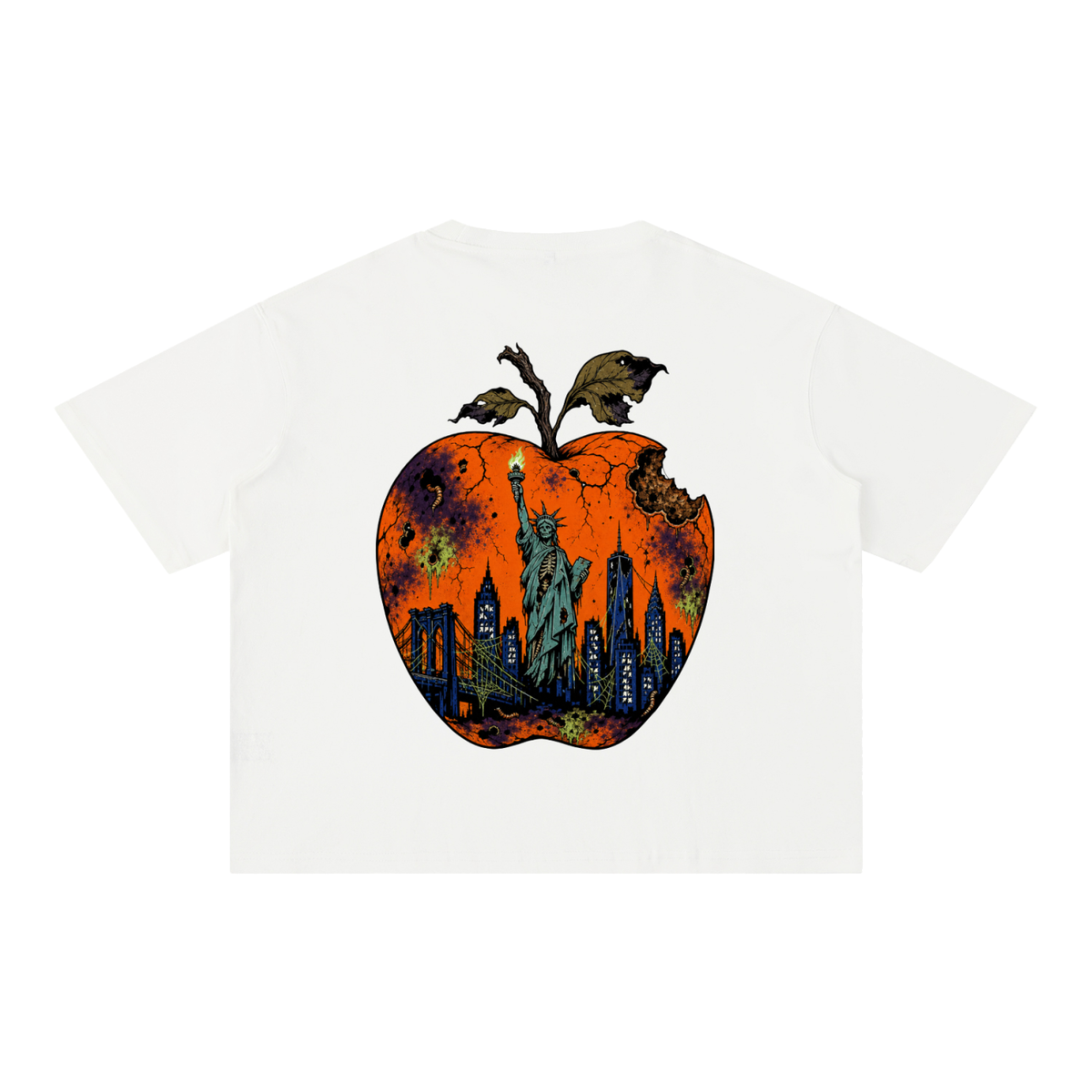 Cultured. Boxy Halloween Rotten Apple Zombie T-Shirt (Variant Colors)