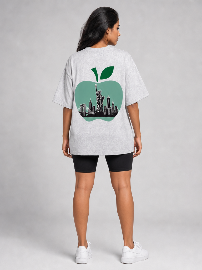 Cultured. NY Big Apple Essential T-Shirt — Statue of Liberty Green