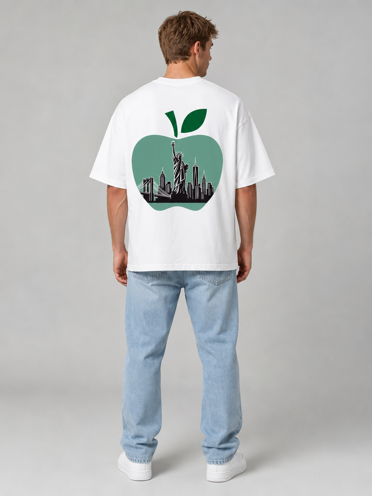 Cultured. NY Big Apple Essential T-Shirt — Statue of Liberty Green