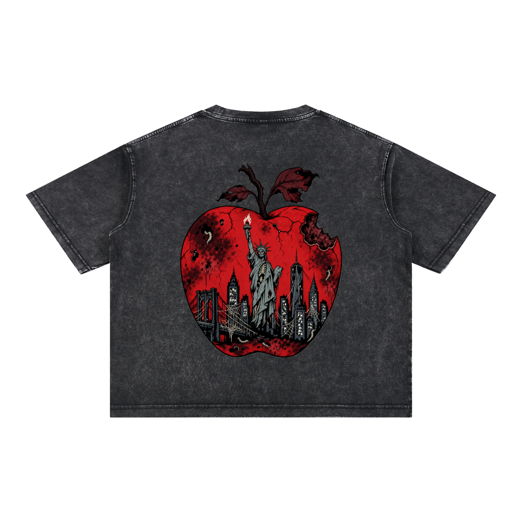 Cultured. Boxy Halloween Rotten Apple T-Shirt (Blood Red)