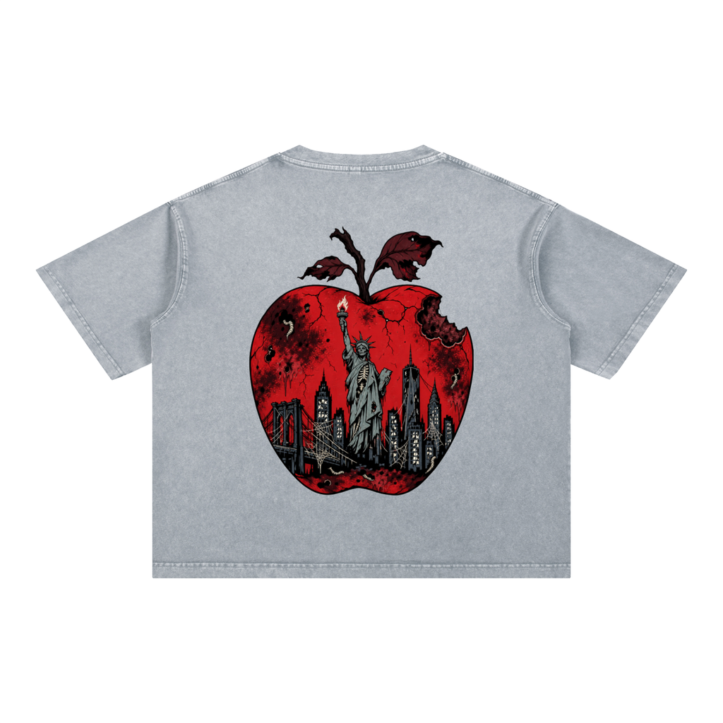 Cultured. Boxy Halloween Rotten Apple T-Shirt (Blood Red)