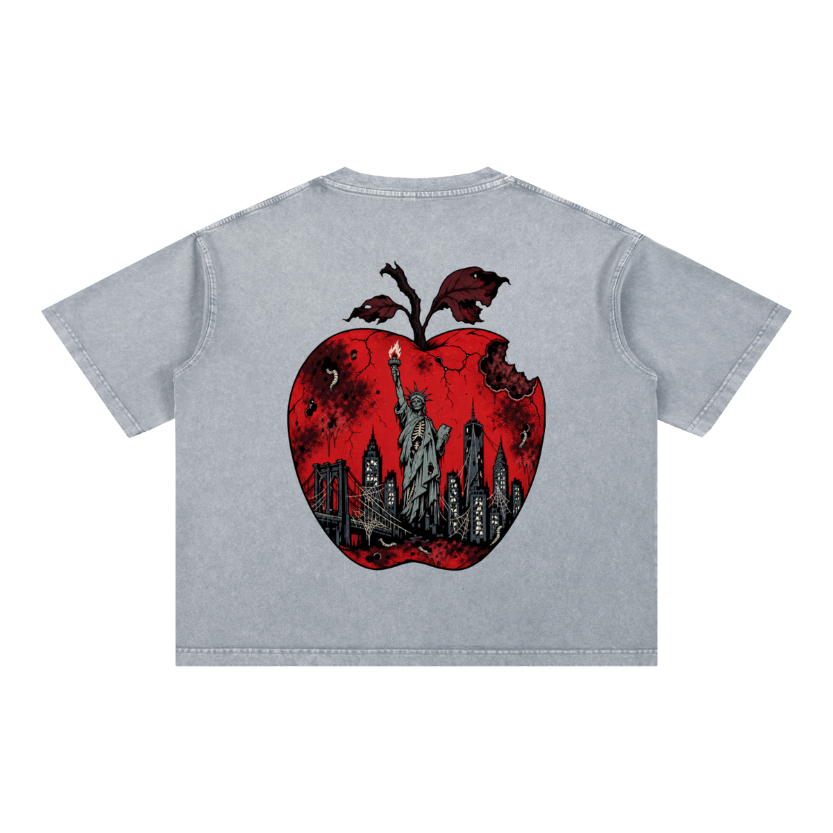 Cultured. Boxy Halloween Rotten Apple T-Shirt (Blood Red)