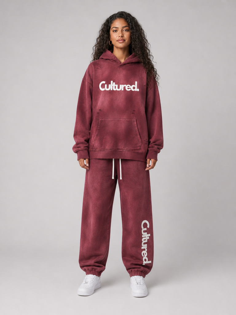 Cultured. Unisex Sunfade Frayed Fleece Hoodie