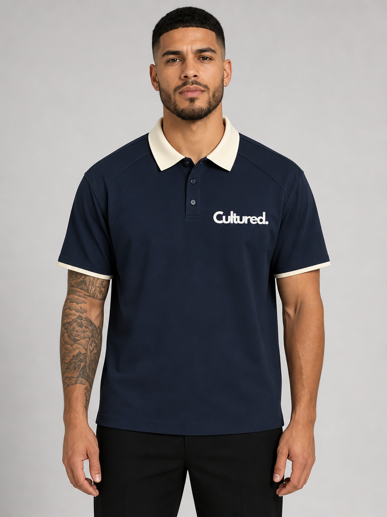 Cultured. Contrast Collar Polo Shirt