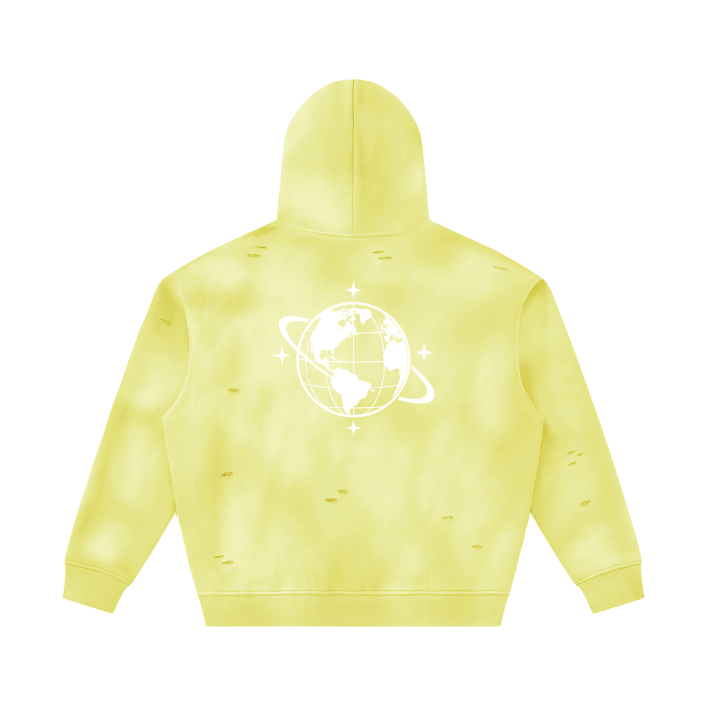 Cultured. Unisex Sunfade Frayed Fleece Hoodie