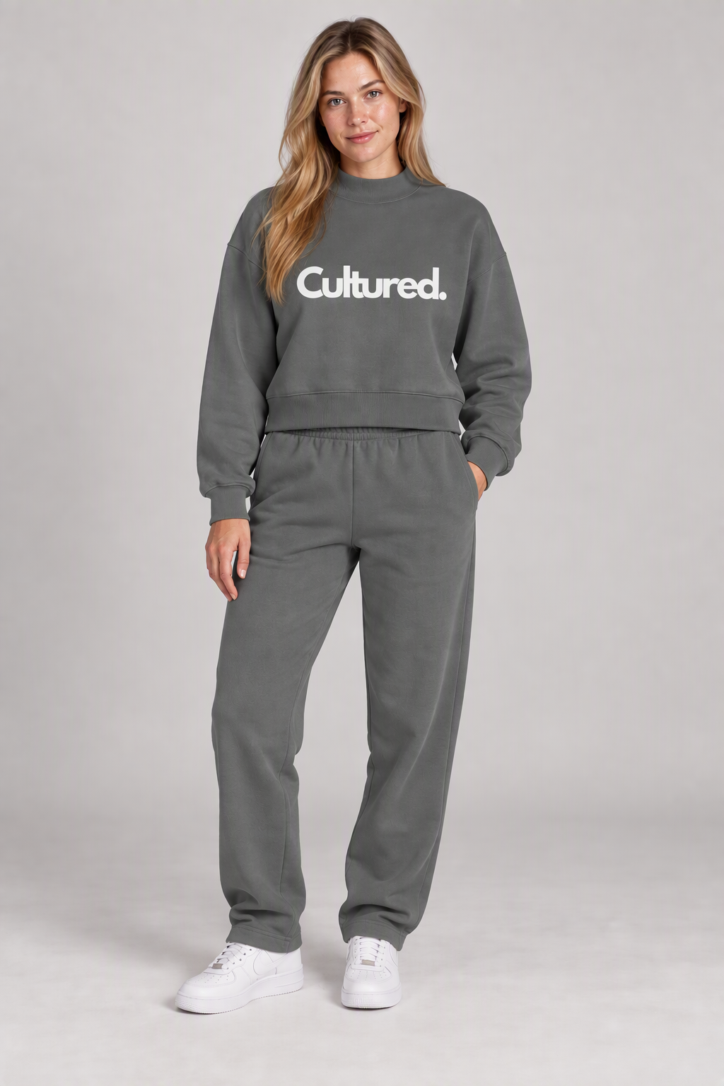 Cultured. Women’s Fleece Mock-Neck Crew Sweatshirt