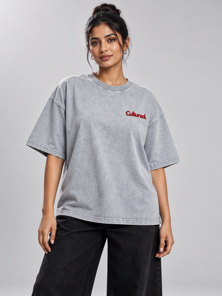 Cultured. Boxy Halloween Rotten Apple T-Shirt (Blood Red)
