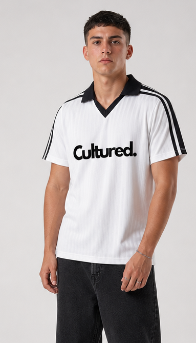 Contrast Collar Striped Soccer Jersey