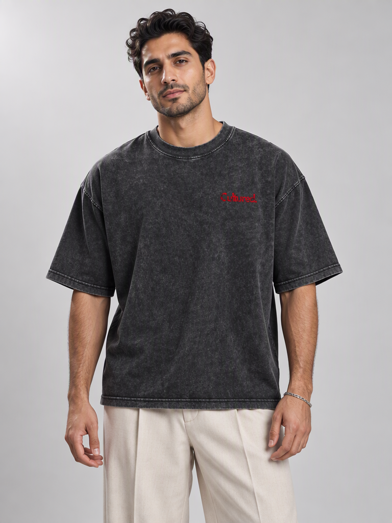 Cultured. Boxy Halloween Rotten Apple T-Shirt (Blood Red)