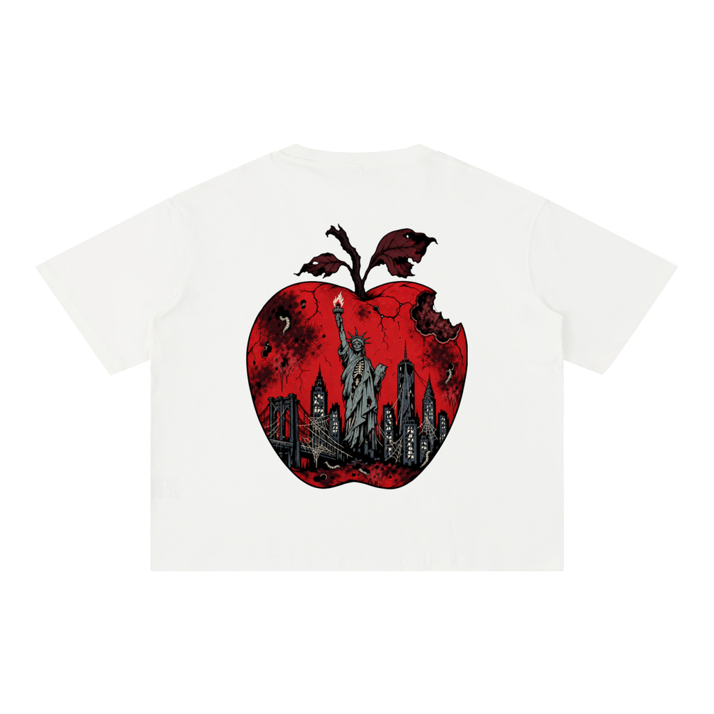 Cultured. Boxy Halloween Rotten Apple T-Shirt (Blood Red)