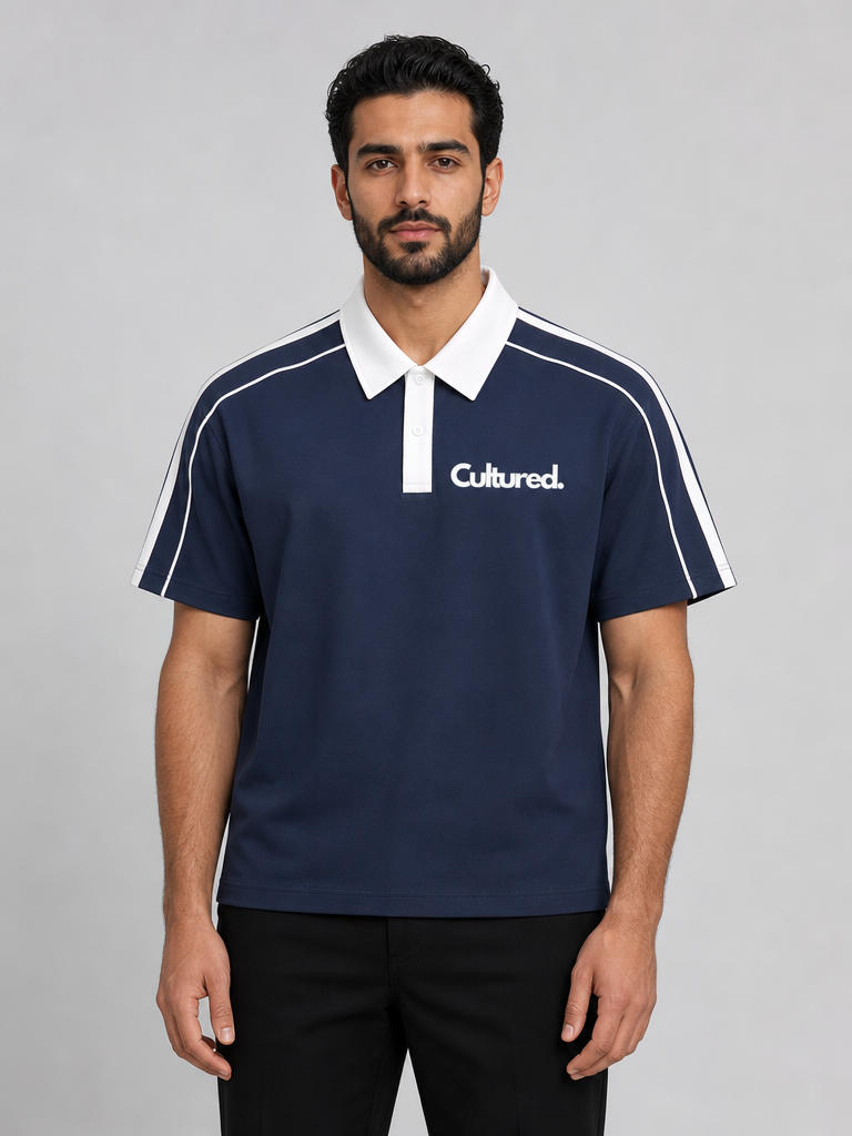 Cultured. Contrast Collar Short-Sleeve Polo Shirt