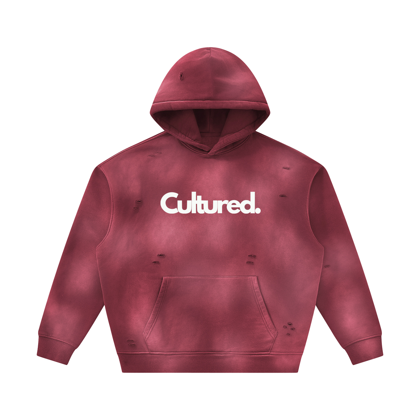 Cultured. Unisex Sunfade Frayed Fleece Hoodie