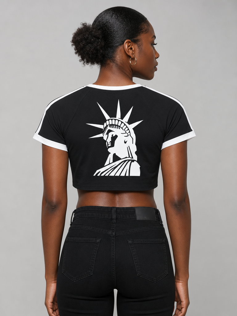Cultured. Women's Raglan Crop T-Shirt – Lady Liberty Edition