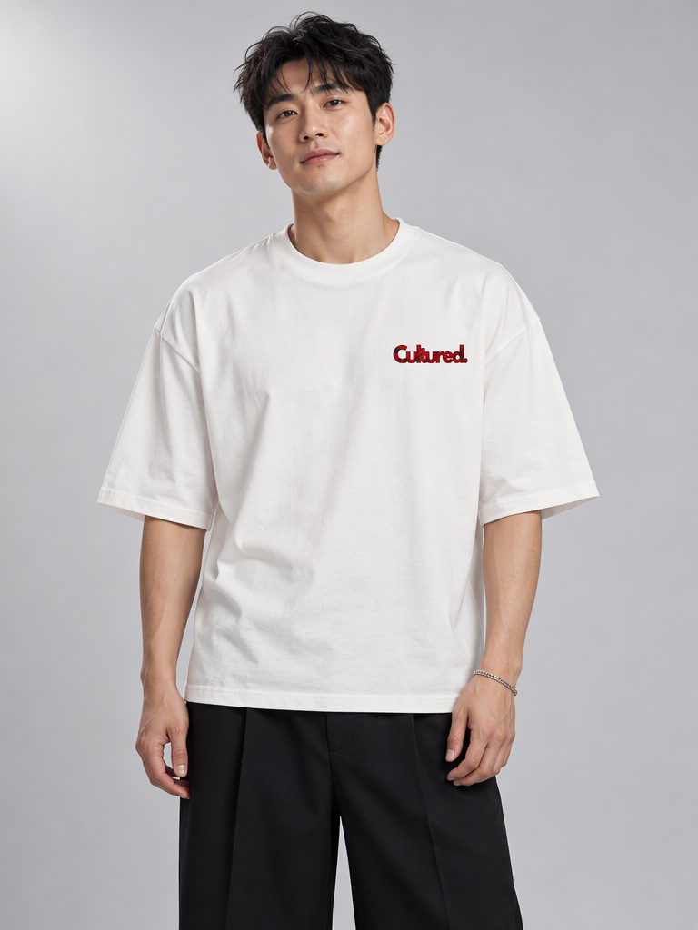 Cultured. Boxy Halloween Rotten Apple T-Shirt (Blood Red)