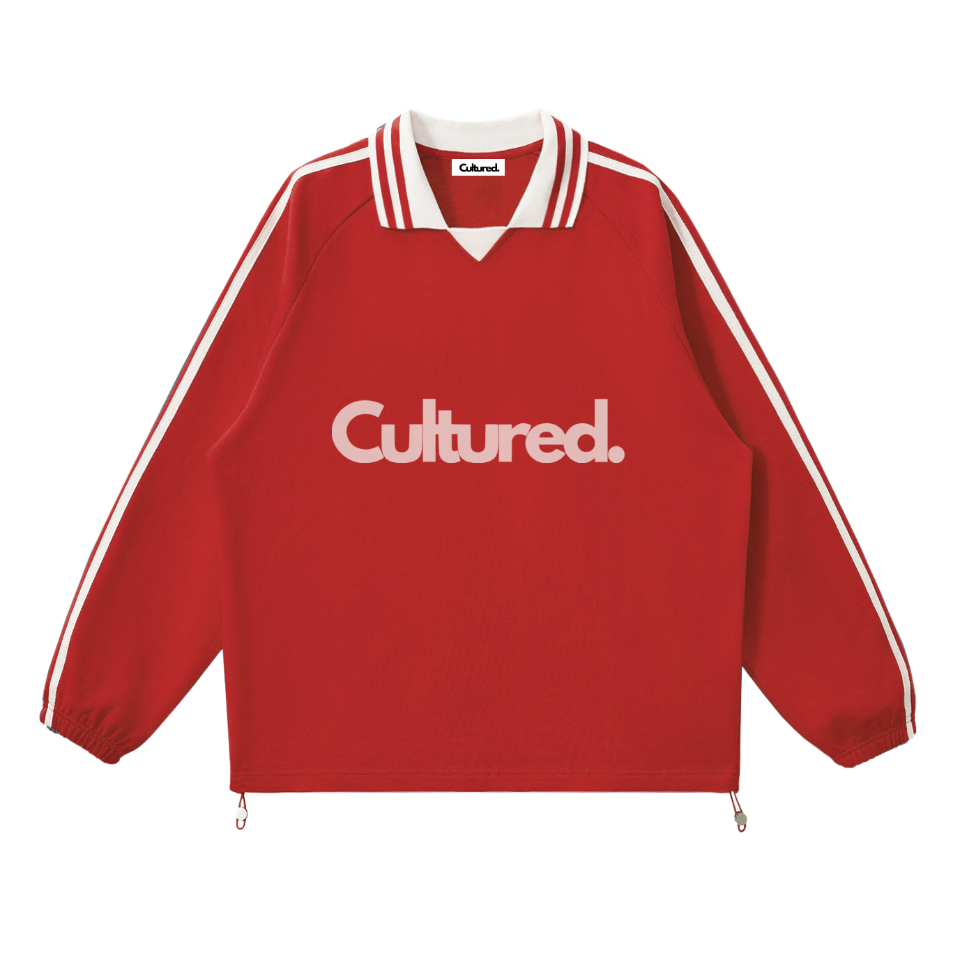 Cultured. Contrast Striped Lapel Collar Sweatshirt