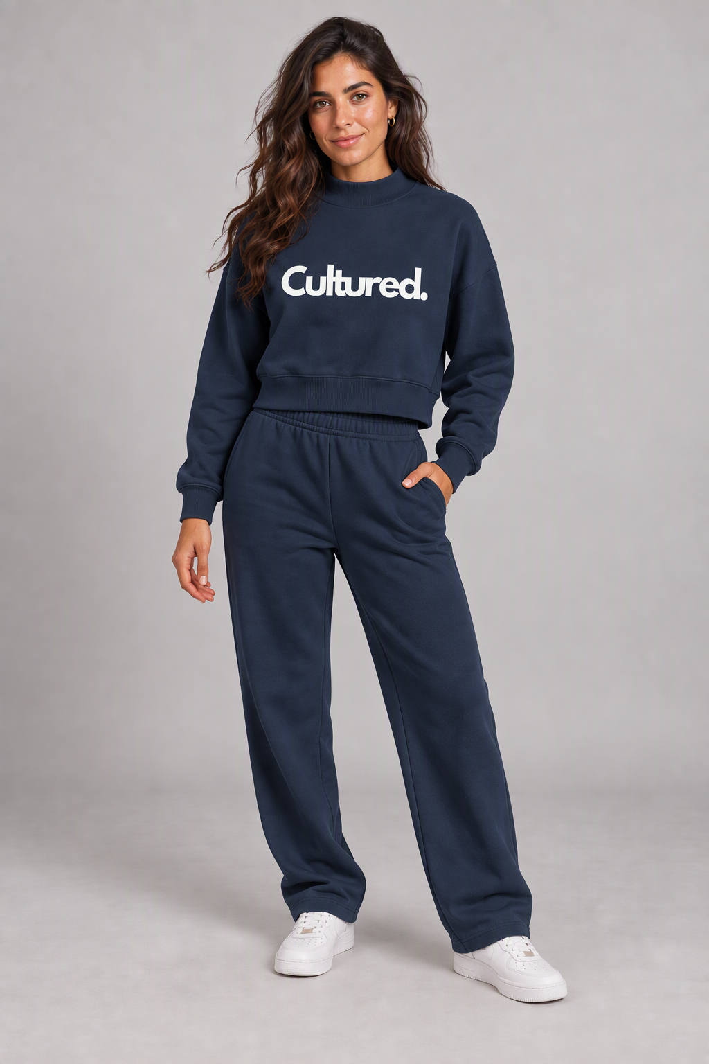 Cultured. Women’s Fleece Mock-Neck Crew Sweatshirt