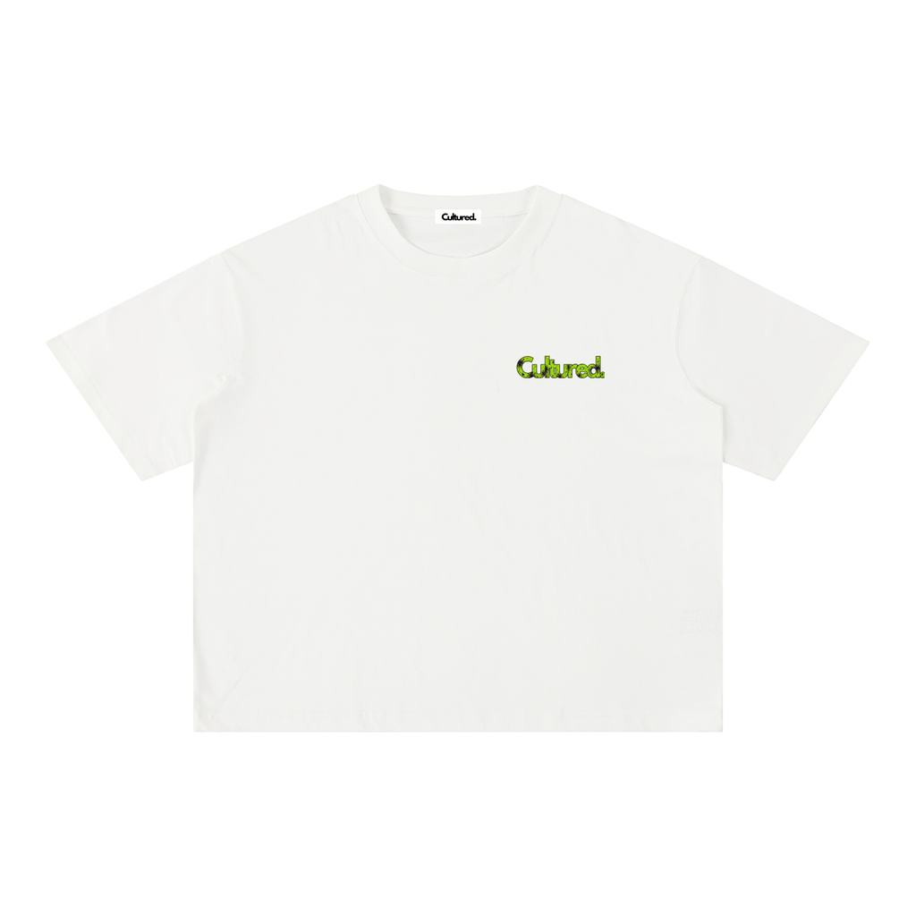 Cultured. Boxy Halloween Rotten Apple T-Shirt (Slime Green)