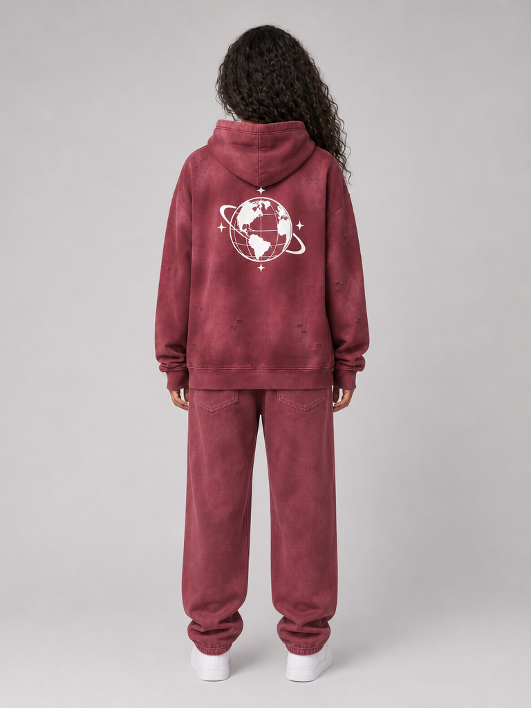 Cultured. Unisex Sunfade Frayed Fleece Hoodie