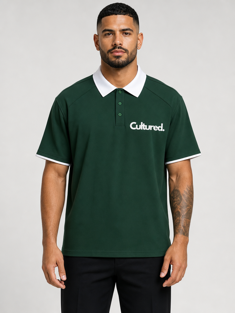 Cultured. Contrast Collar Polo Shirt