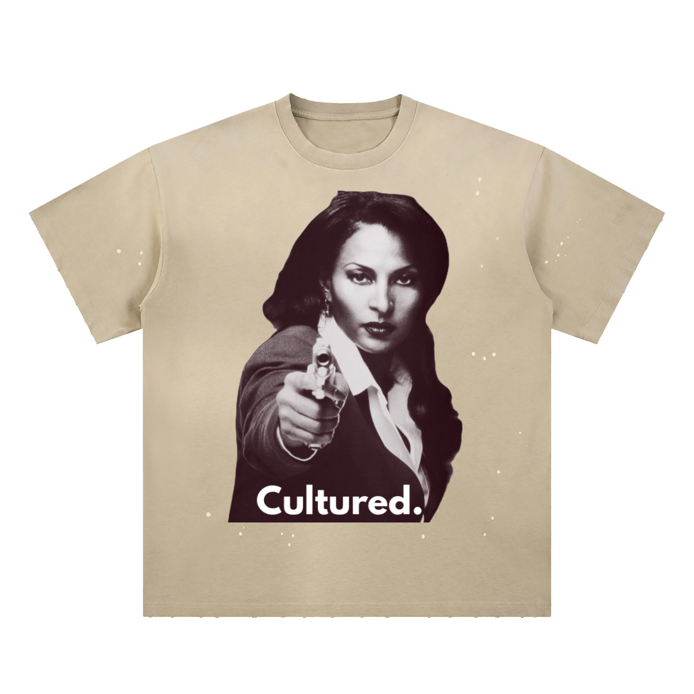Cultured. Jackie Brown Hand-Frayed Sunfade Paint Splatter T-Shirt