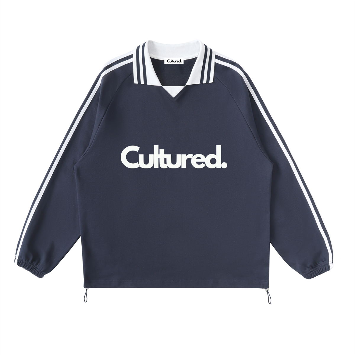 Cultured. Contrast Striped Lapel Collar Sweatshirt