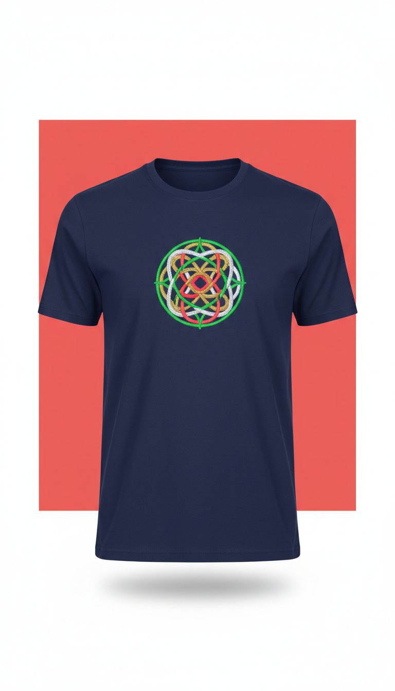 Electric green embroidered logo tee