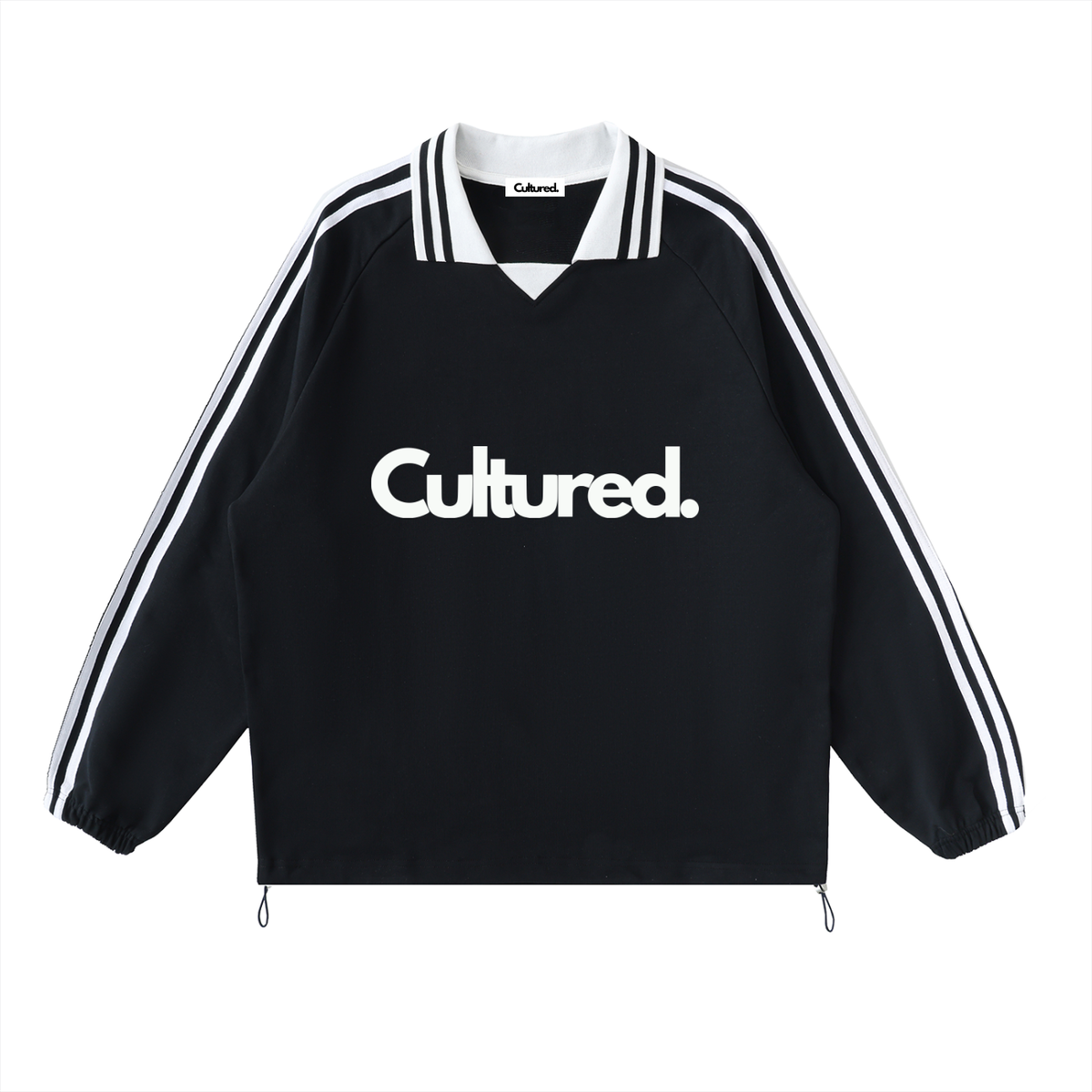 Cultured. Contrast Striped Lapel Collar Sweatshirt